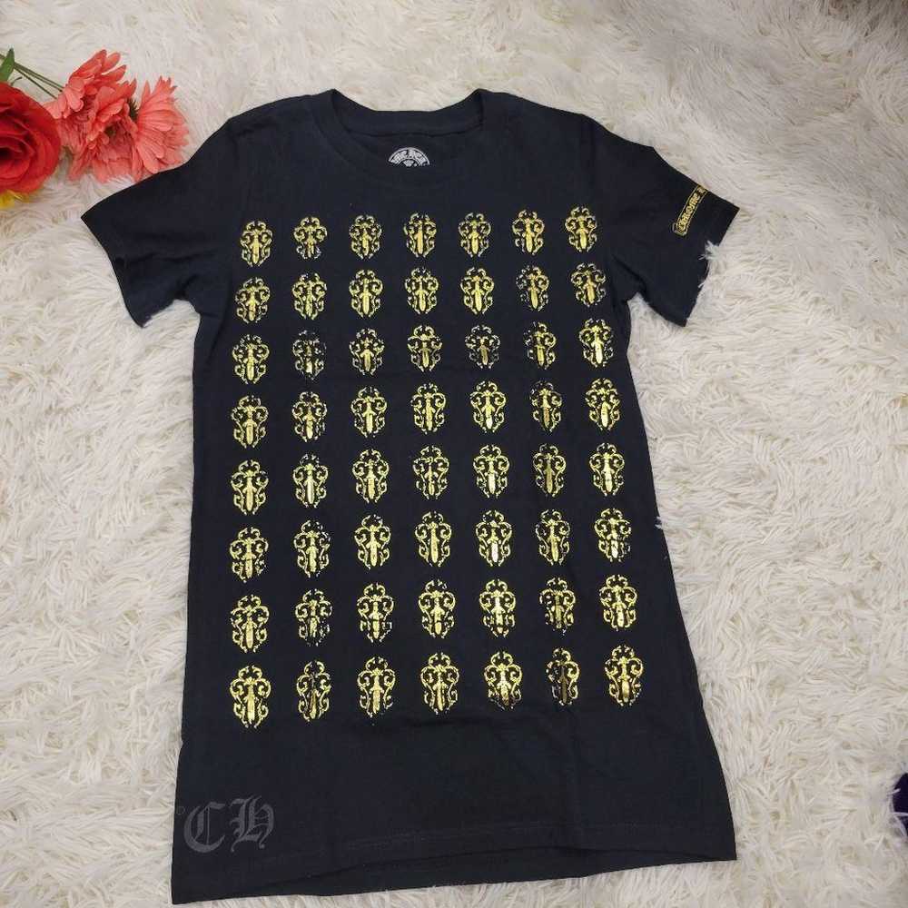 Chrome Hearts Black x Gold Short Sleeve T-shirt C… - image 2