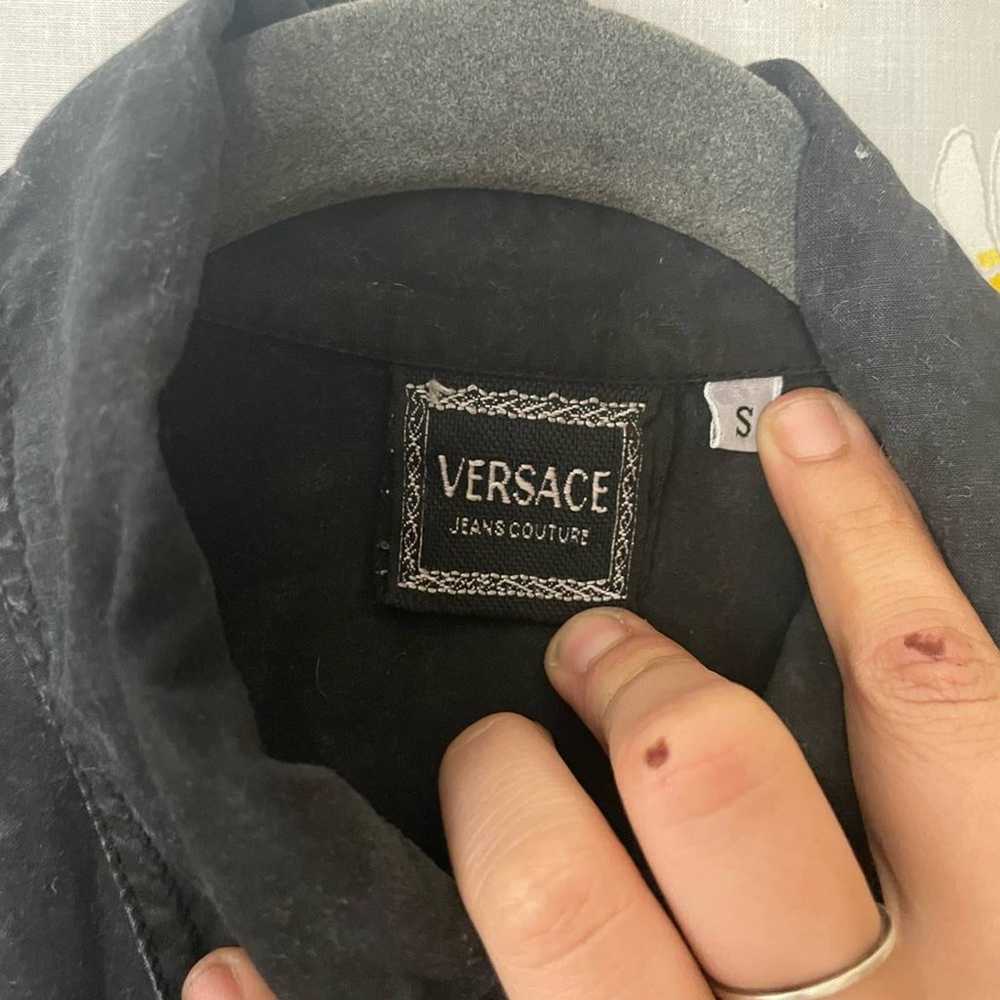 Versace Jeans black charcoal grey button down col… - image 6