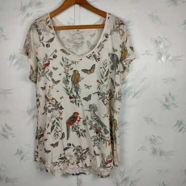 Lucky Brand Bird Floral Print Top - image 1