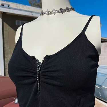 black crystal zip up tank - image 1