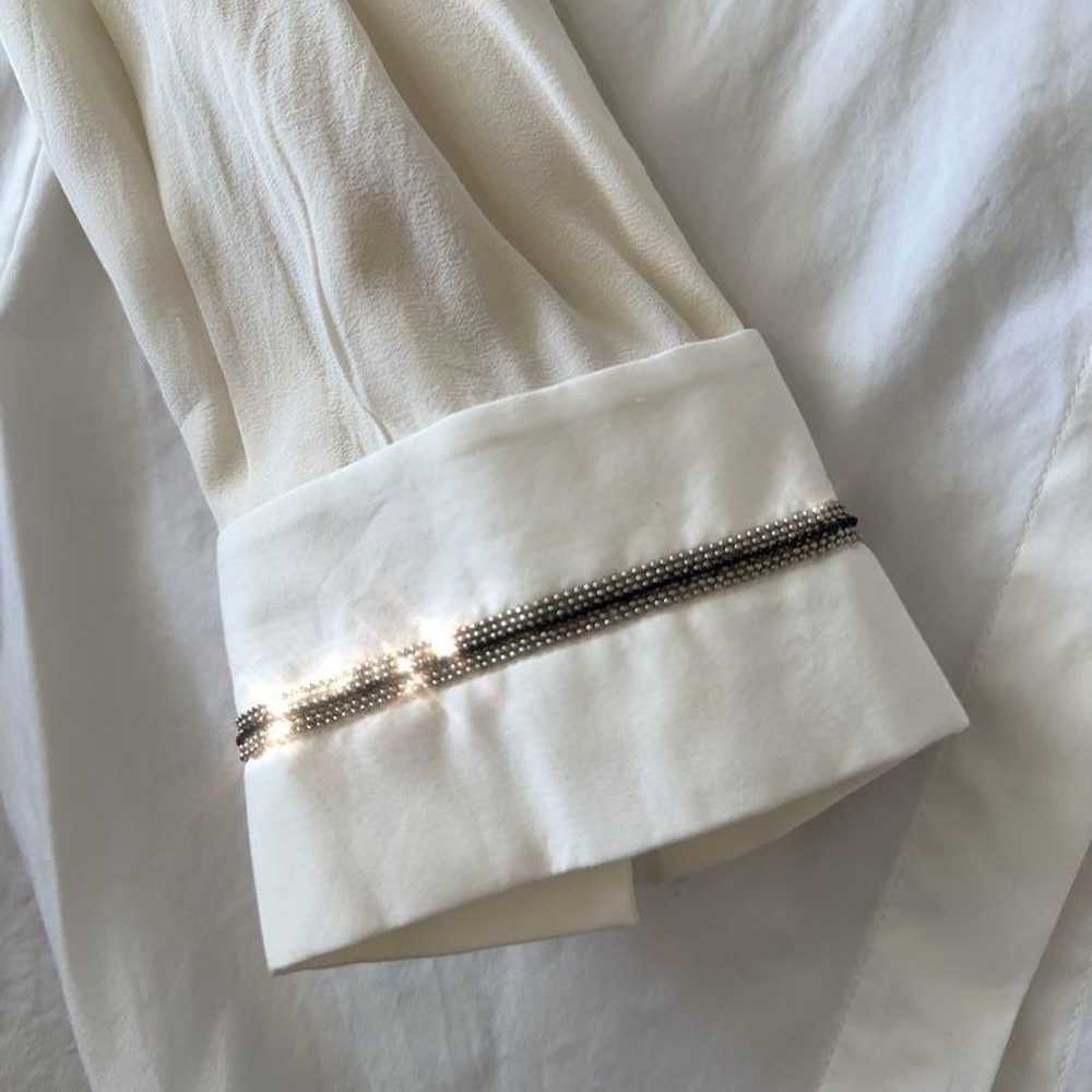 BRUNELLO CUCINELLI Sheer Sleeve White Shirt with … - image 3