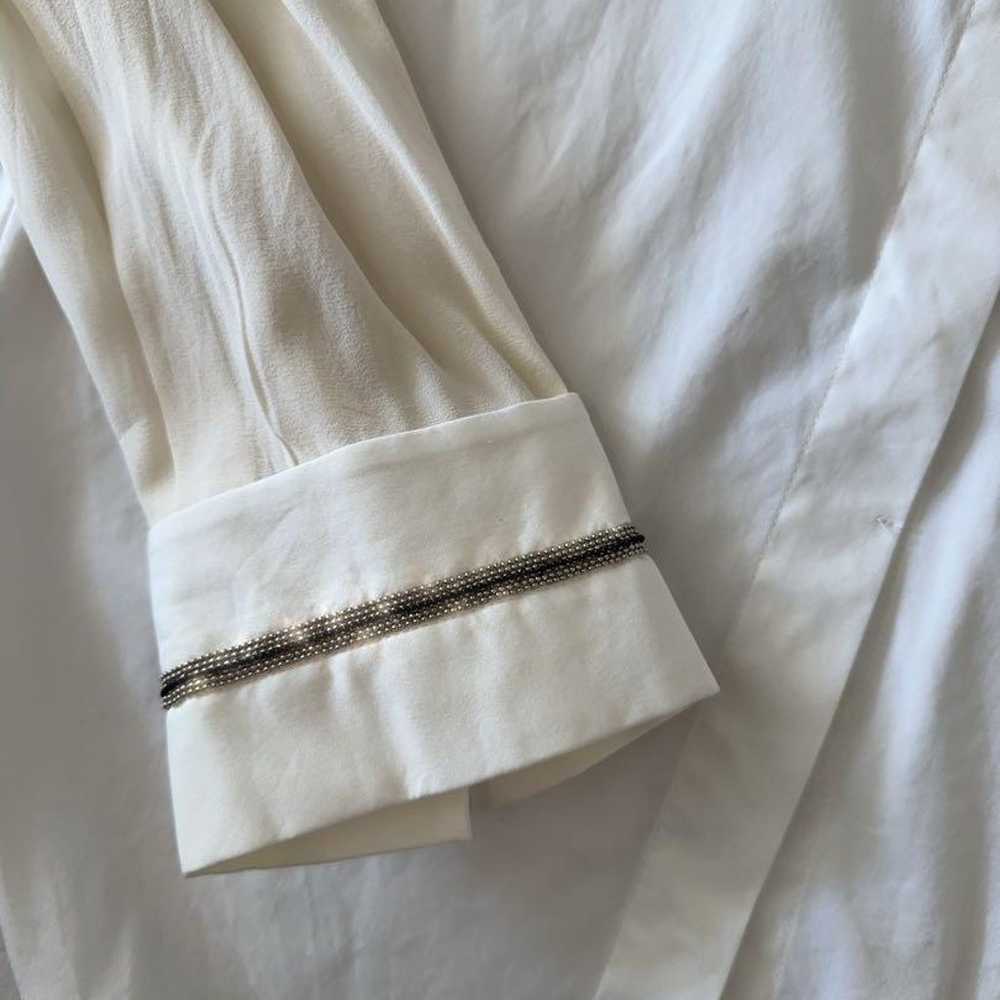 BRUNELLO CUCINELLI Sheer Sleeve White Shirt with … - image 4