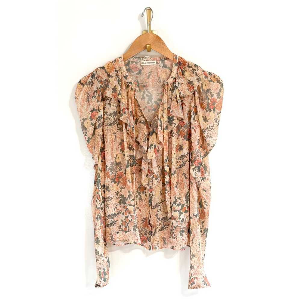 NWOT Ulla Johnson Silk Ruffle Long-Sleeve Colette… - image 4