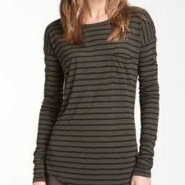 Vince Vince Top Green Black Striped Lightweight S… - image 1