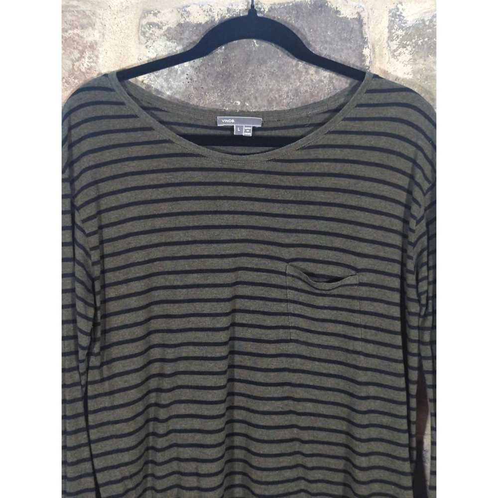 Vince Vince Top Green Black Striped Lightweight S… - image 3