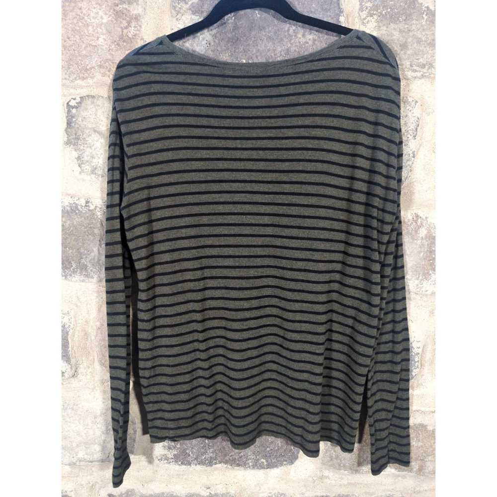 Vince Vince Top Green Black Striped Lightweight S… - image 6