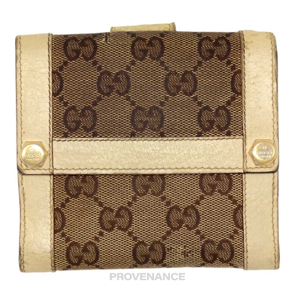 Gucci 🔴 Gucci Trifold Wallet - GG Canvas White - image 1