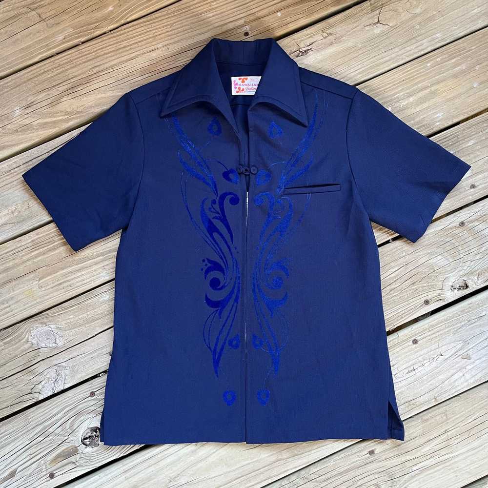 Sears Sears Vintage 1970's Era Hawaiian Blue Zip … - image 1