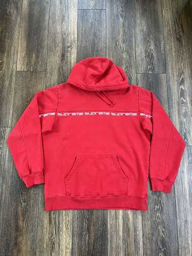 Supreme Supreme Text Stripe Hoodie FW18 Red