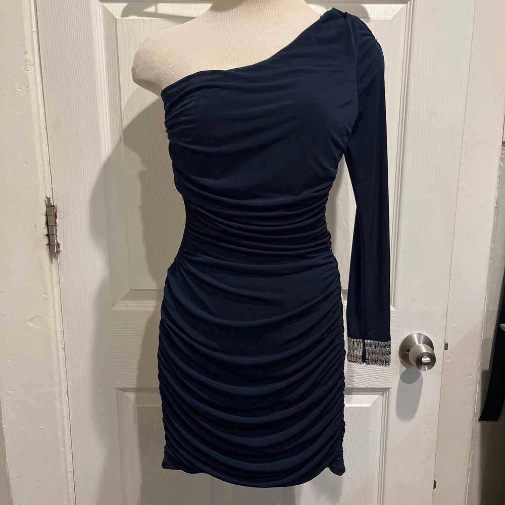 Other One Shoulder Bodycon Ruched Cutout Bedazzle… - image 1