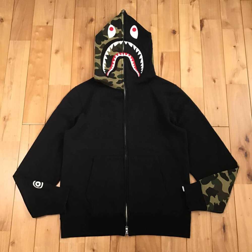 Bape × Nigo BAPE camo shark full zip hoodie a bat… - image 1