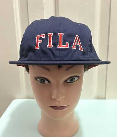 帽子 90s Vintage Fila Tennis Nylon Cap Vintage 1990's FILA Hat Cap Green Blue Embroidered