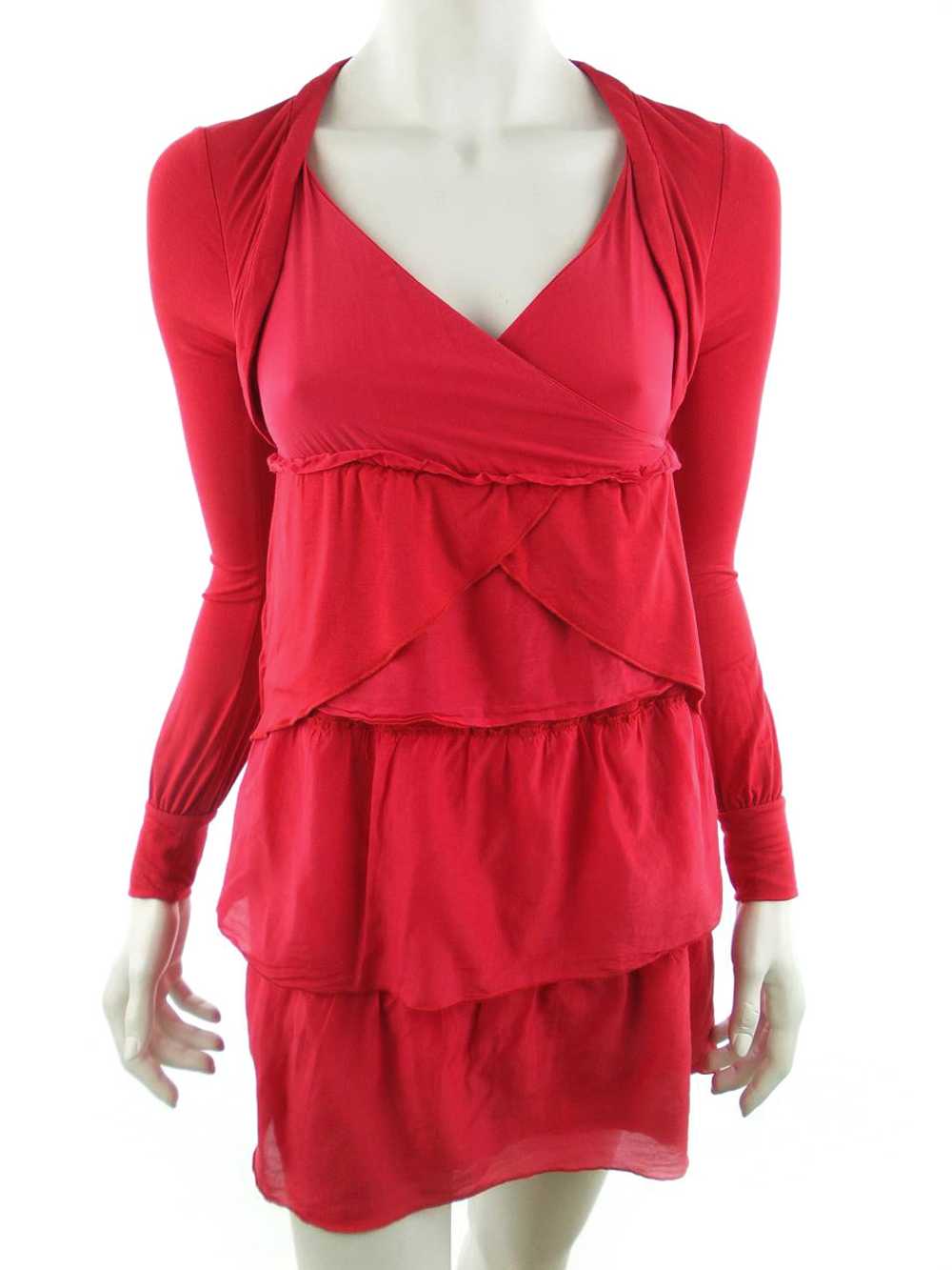 Sisley  Size XS Red Short Mini Dress Long Sleeve … - image 1