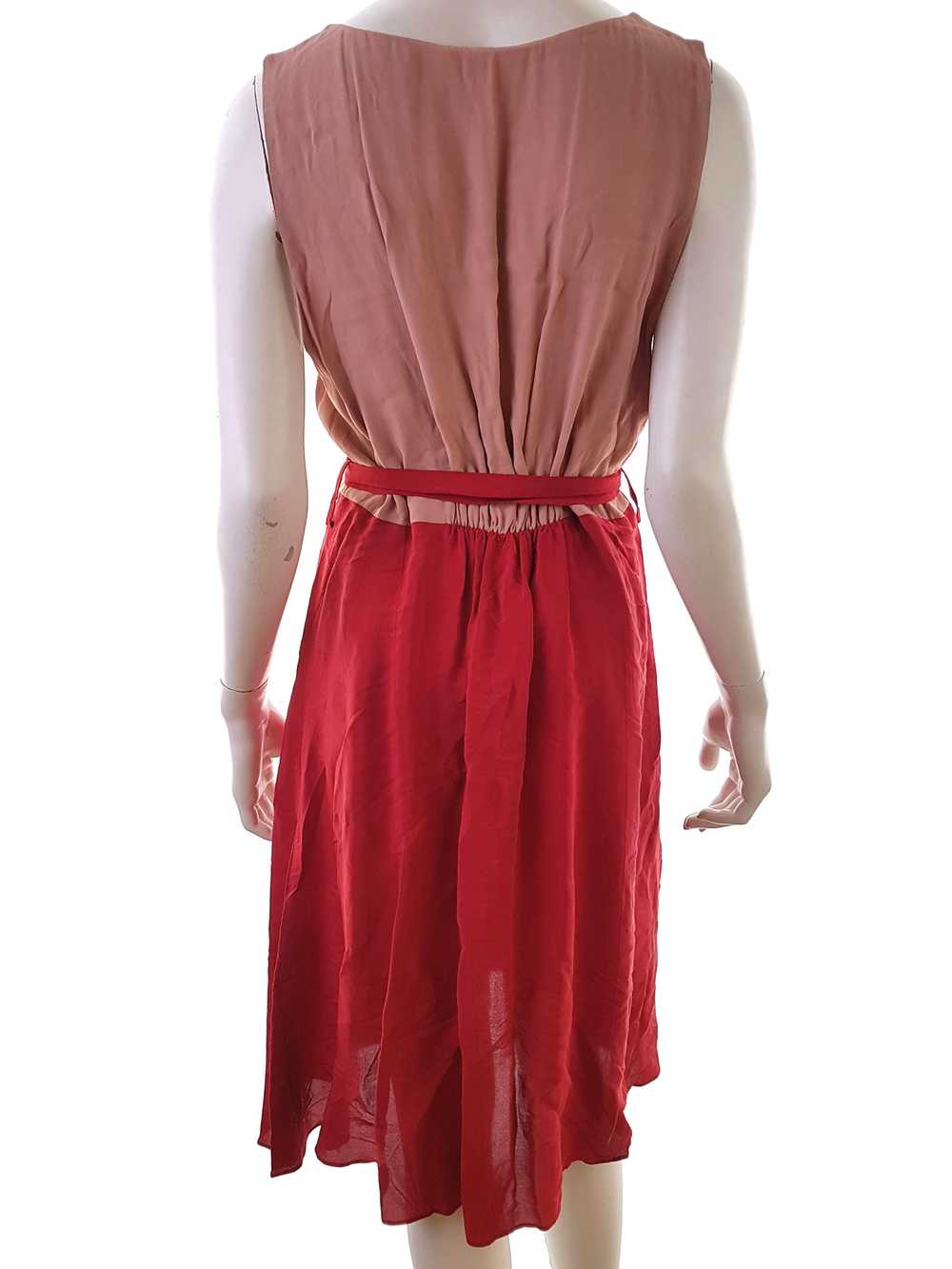 Naf naf  Size 44 Red Midi Sheath Dress Viscose 10… - image 3