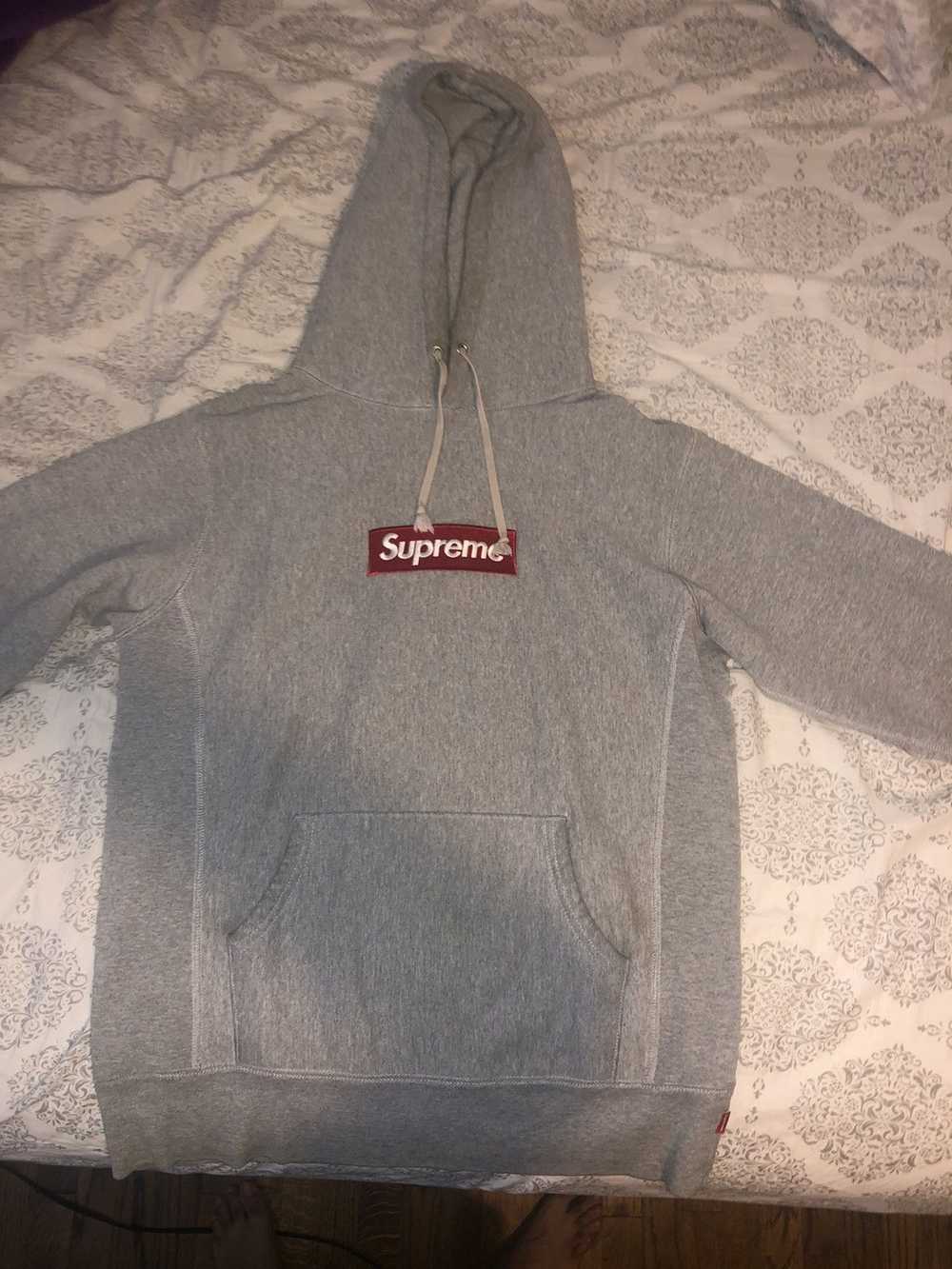 Supreme Red on Grey Box Logo Hoodie FW12 - image 11