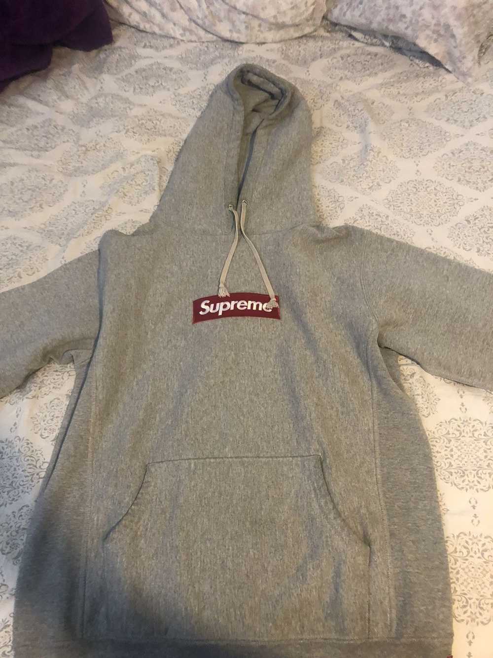 Supreme Red on Grey Box Logo Hoodie FW12 - image 12