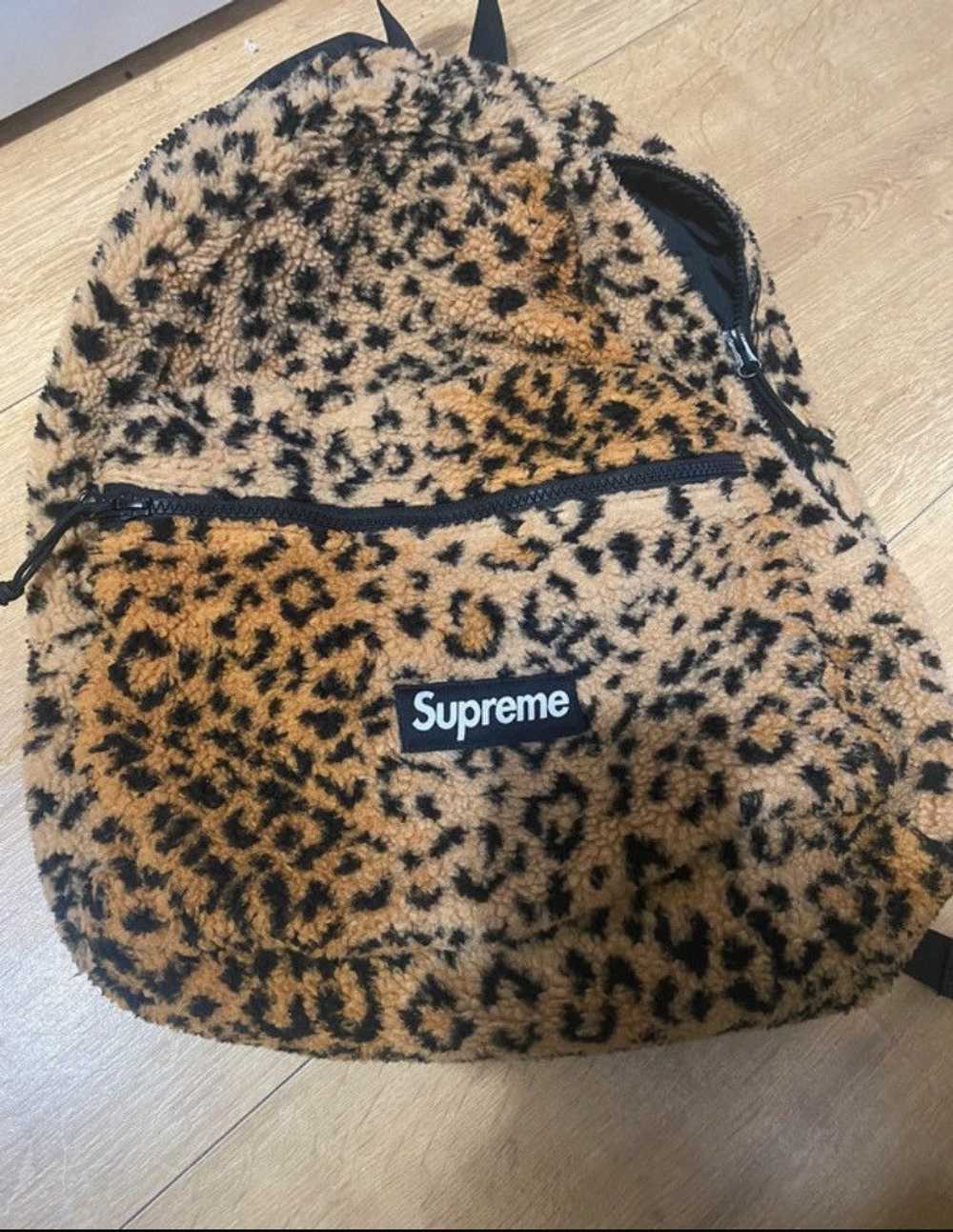 Supreme Supreme leopard fleece backpack bag - image 1