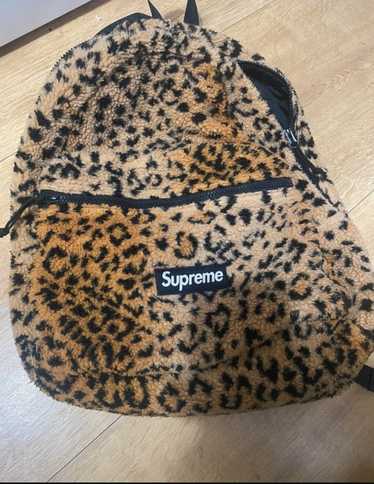 Supreme Supreme leopard fleece backpack bag - image 1