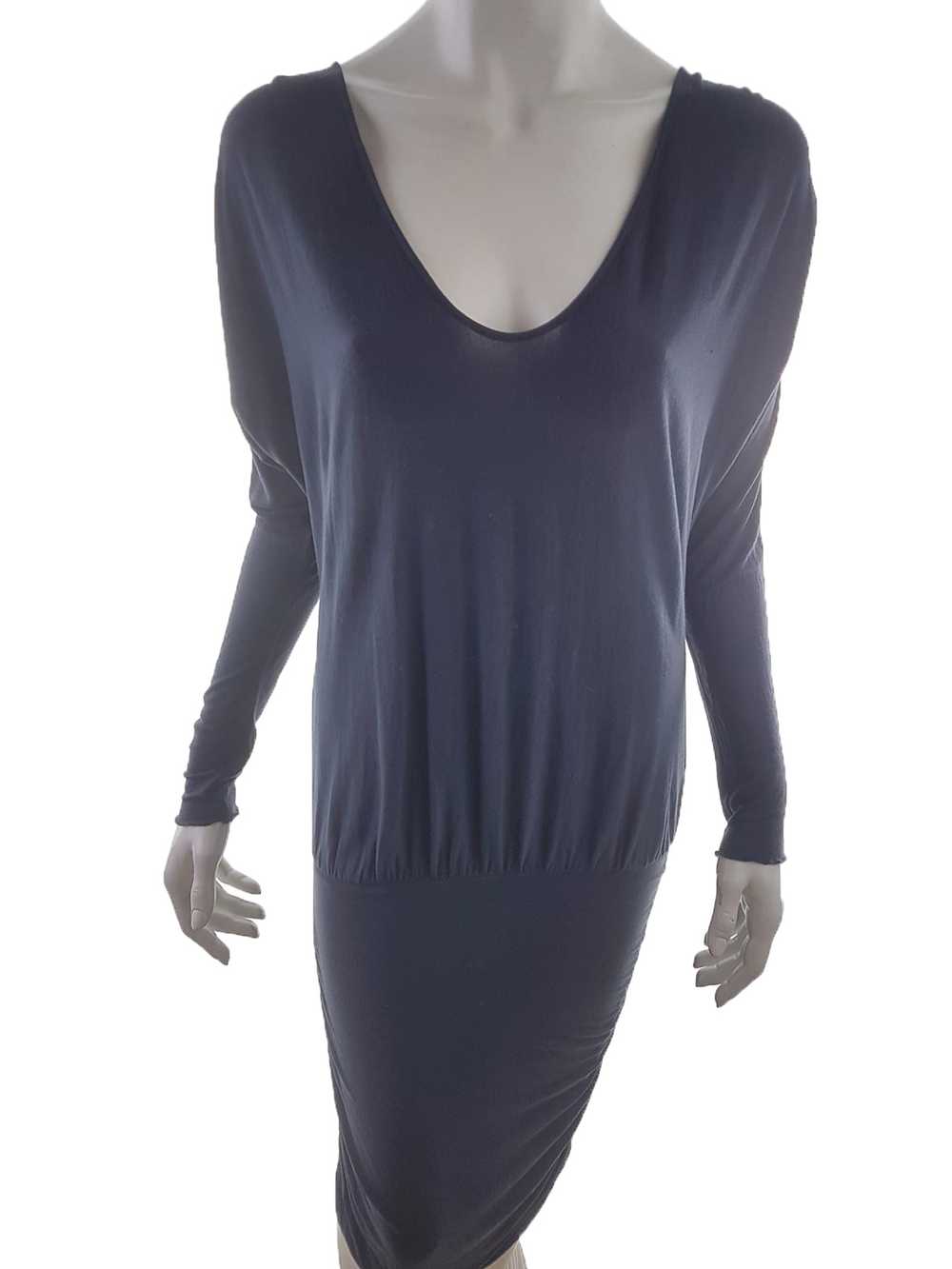 BY TI MO  Size S Navy Midi Shift Dress Long Sleeve - image 1