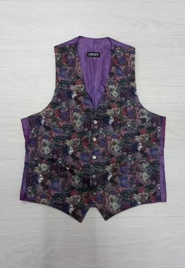 90's Vintage Liberty Waistcoat Purple Floral