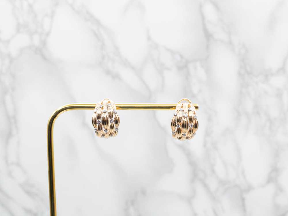 Large Woven Gold Diamond Drop Earrings - image 4