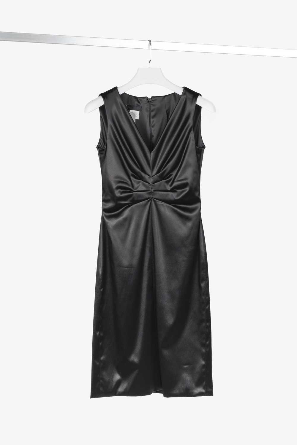 Blank Paul Hardy Black Satin Pleated Sleeveless M… - image 1