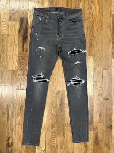 Amiri Amiri MX1 Black Suede Gray Denim Jeans Size… - image 1