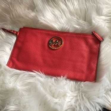 Michael Kors soft leather clutch red/orange