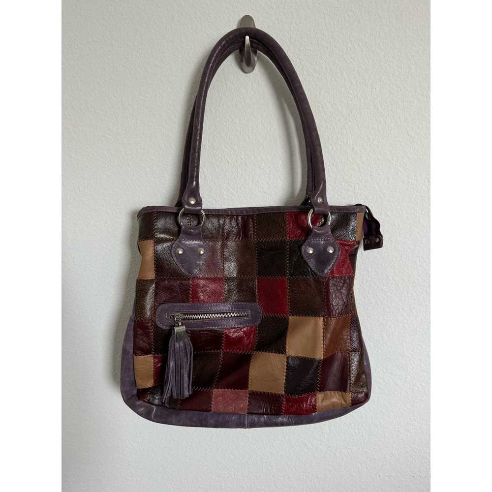 Vintage Leather Patchwork Shoulder Bag- Excellent… - image 1