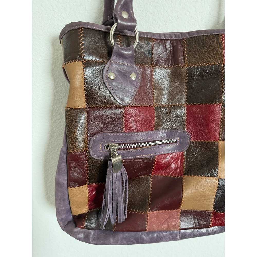 Vintage Leather Patchwork Shoulder Bag- Excellent… - image 2