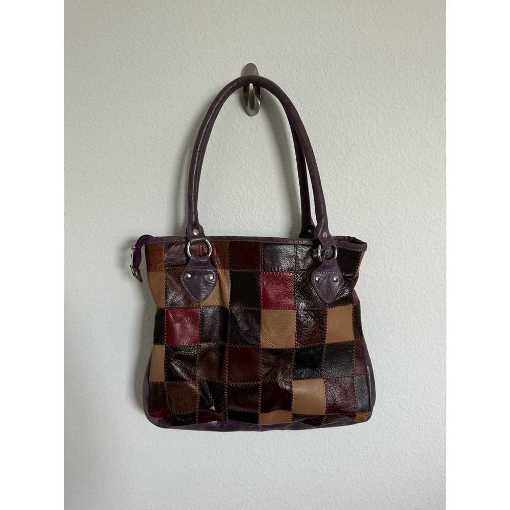 Vintage Leather Patchwork Shoulder Bag- Excellent… - image 3