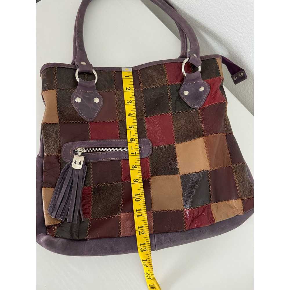 Vintage Leather Patchwork Shoulder Bag- Excellent… - image 7