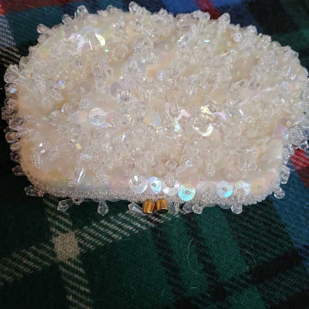 Vintage satin beaded evening bag - image 2