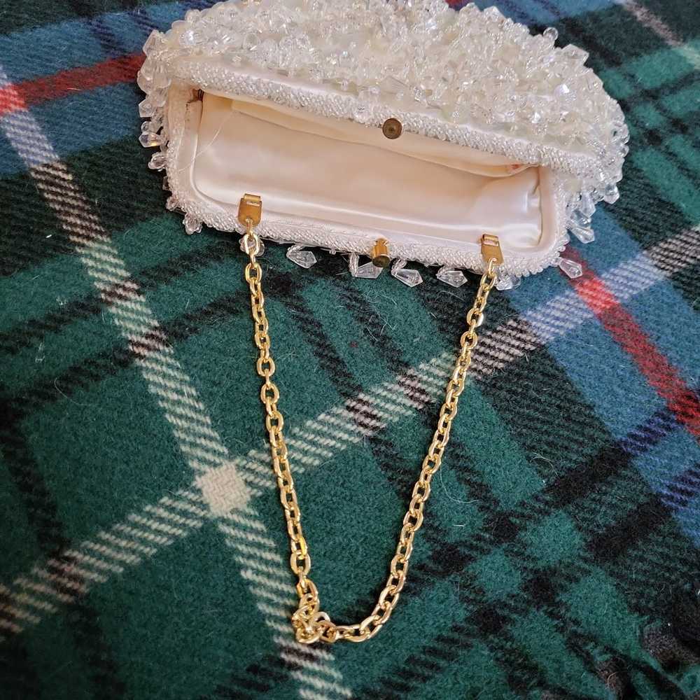 Vintage satin beaded evening bag - image 3