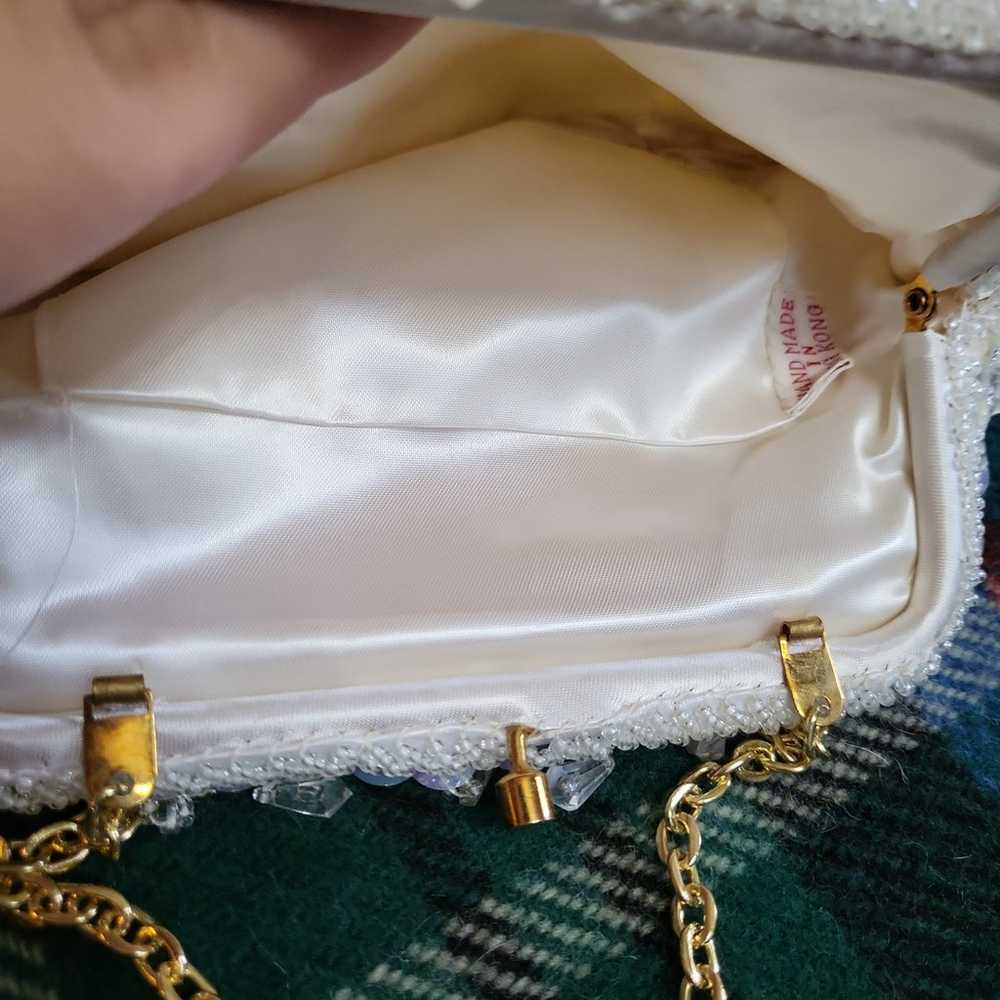 Vintage satin beaded evening bag - image 4