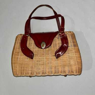 Wicker & Leather Purse Bag - image 1