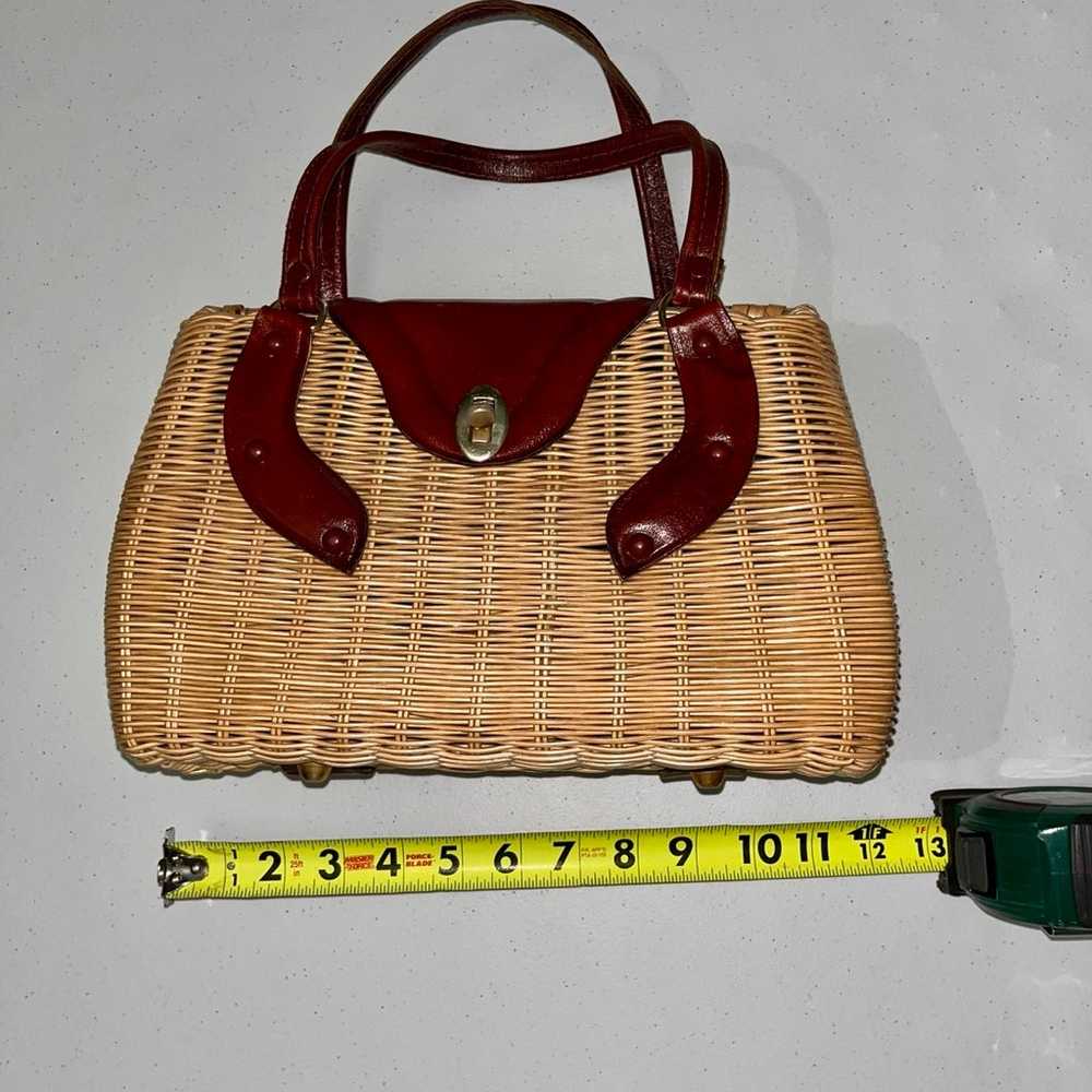 Wicker & Leather Purse Bag - image 2