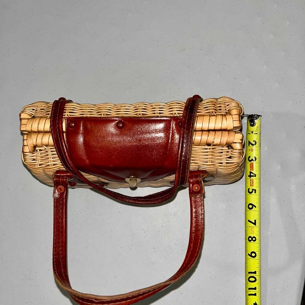 Wicker & Leather Purse Bag - image 3