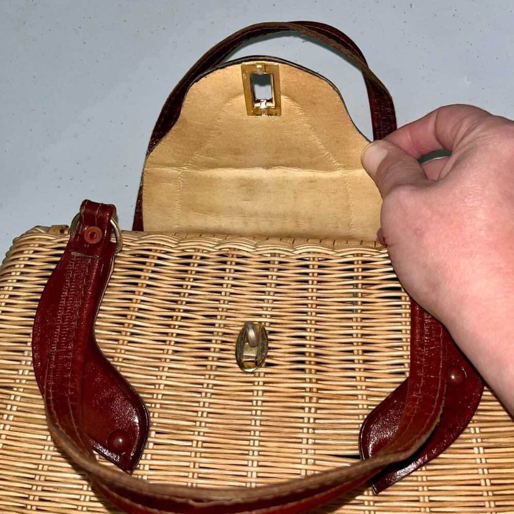 Wicker & Leather Purse Bag - image 6