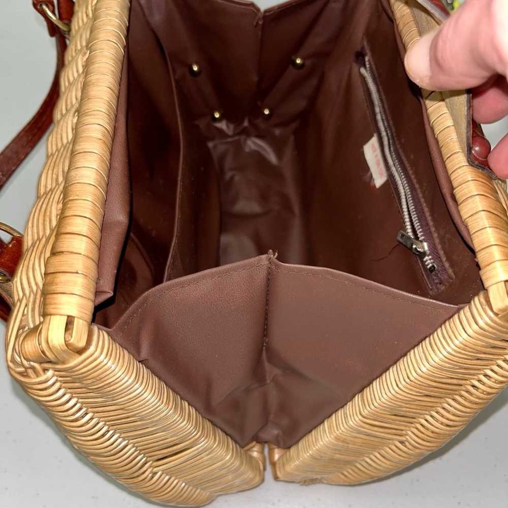 Wicker & Leather Purse Bag - image 8