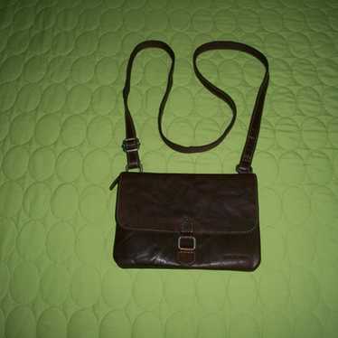 Jack Georges Brown Leather Voyager Mini Crossbody 