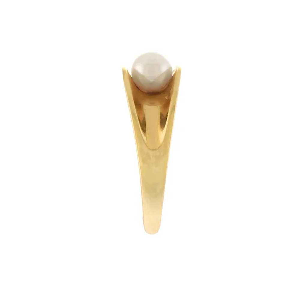 Hand-Crafted Ring with Cultured Pearl in 14k Yell… - image 5