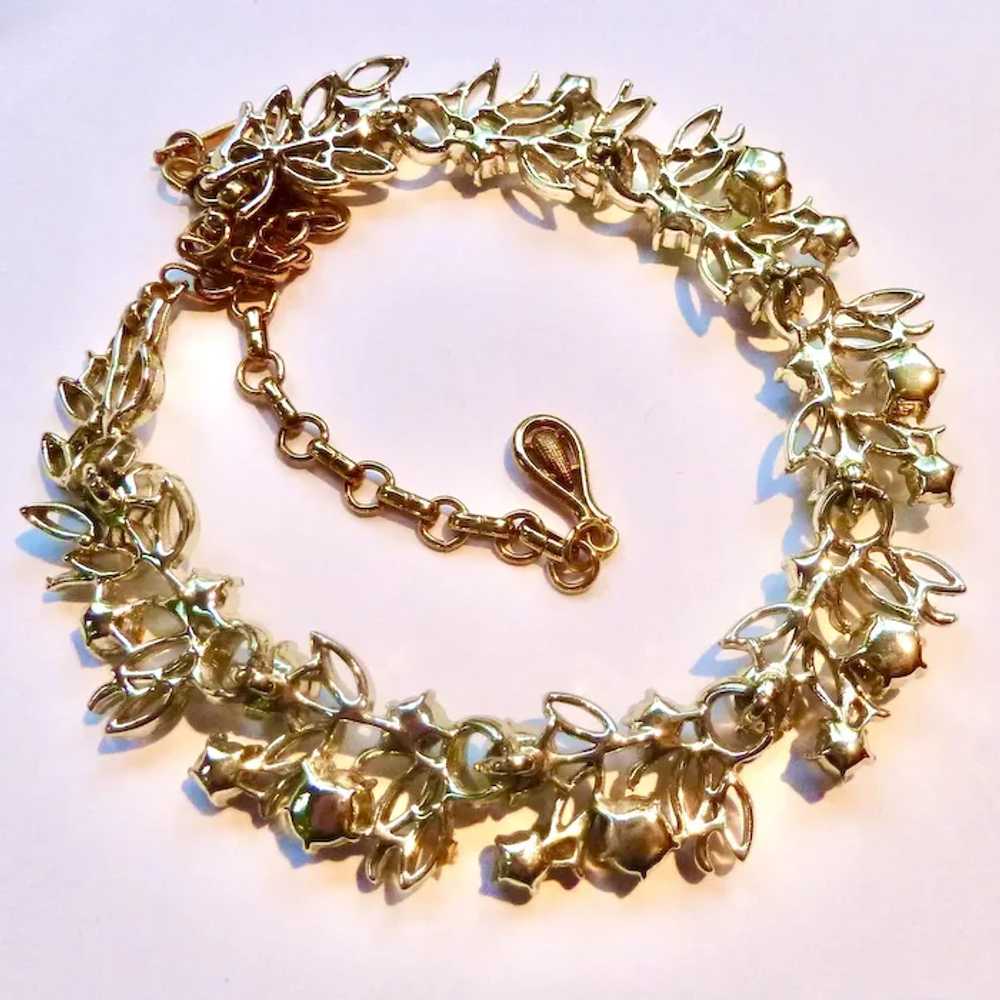 Vintage Coro Shades of Green Rhinestones Necklace… - image 10