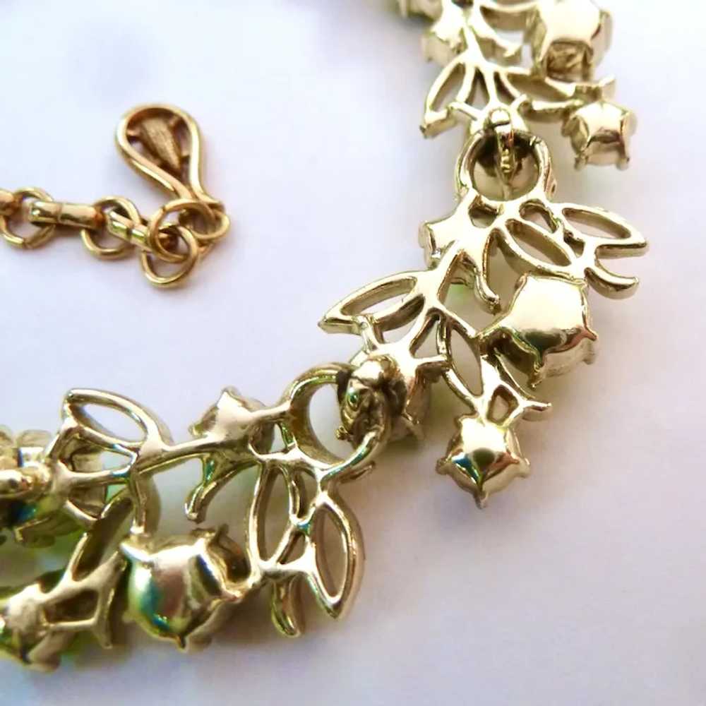 Vintage Coro Shades of Green Rhinestones Necklace… - image 11