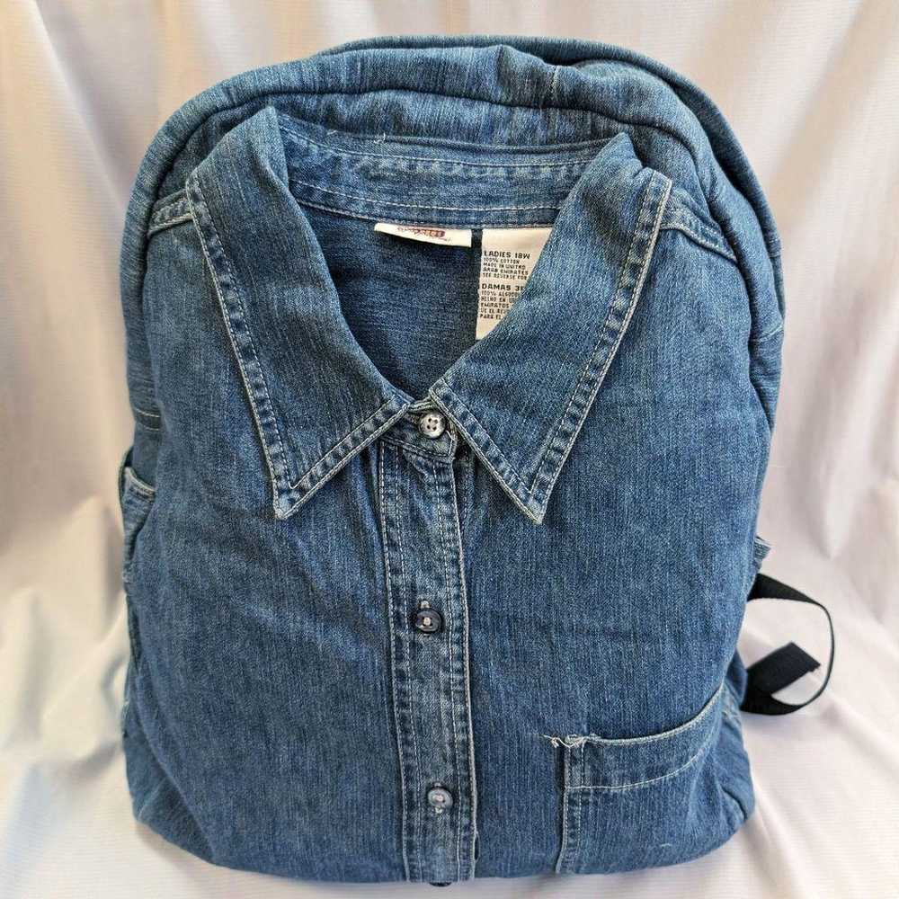 【vintage】90s Denim Shirt Remake Backpack / Rucksa… - image 3