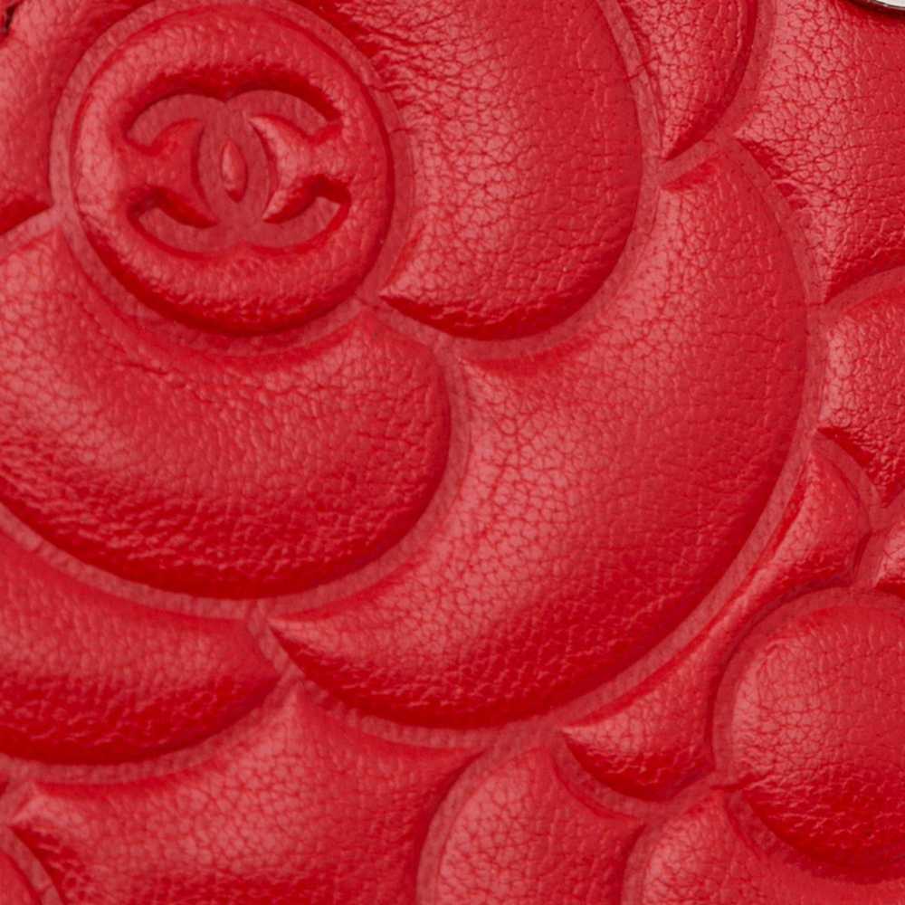 Red Chanel Goatskin Camellia Round Crossbody - image 11