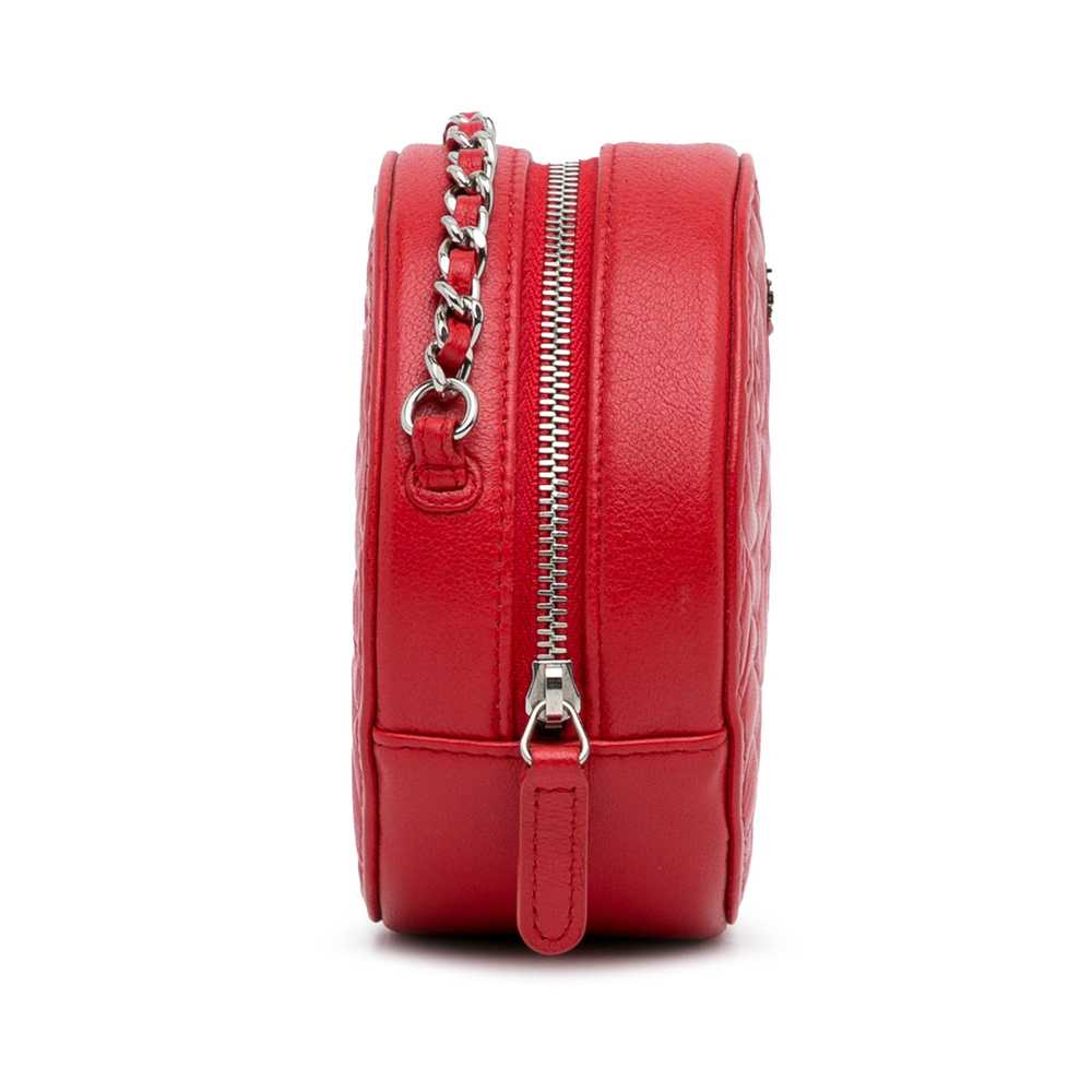 Red Chanel Goatskin Camellia Round Crossbody - image 3