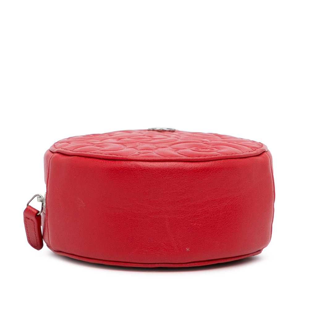 Red Chanel Goatskin Camellia Round Crossbody - image 5