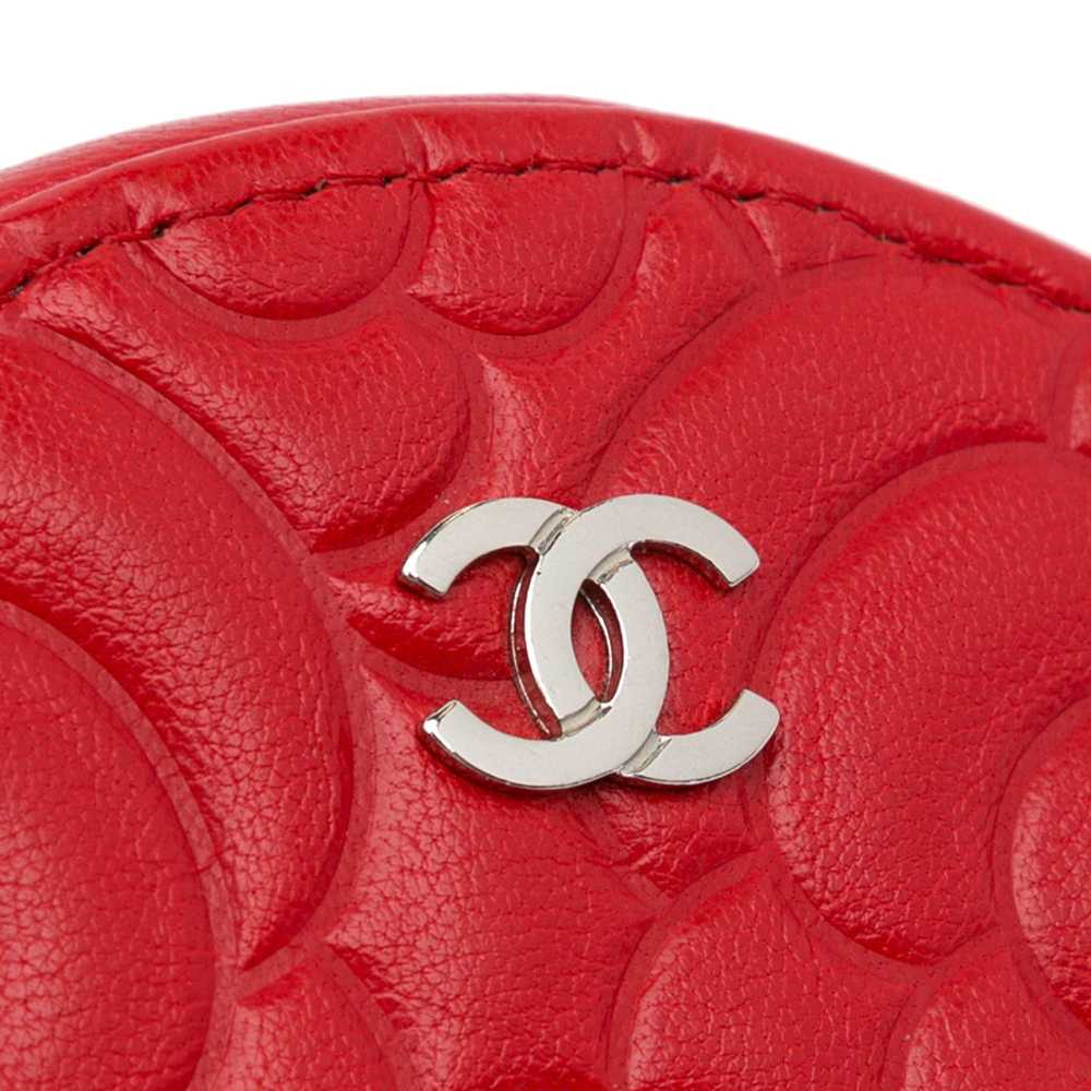 Red Chanel Goatskin Camellia Round Crossbody - image 9