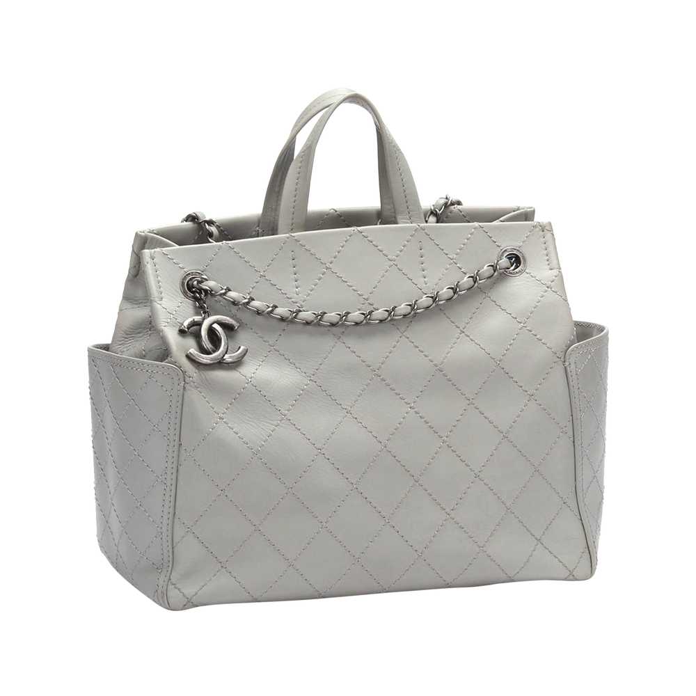 Gray Chanel CC Pocket Matelasse Leather Satchel - image 2